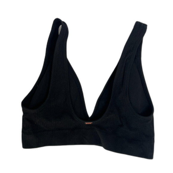Victoria's Secret PINK Deep V Ribbed Black Bralette Lightly Padded Size MD - Picture 2 of 8